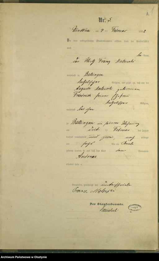image.from.unit.number "Geburts-Haupt-Register Nr 5 - 84"