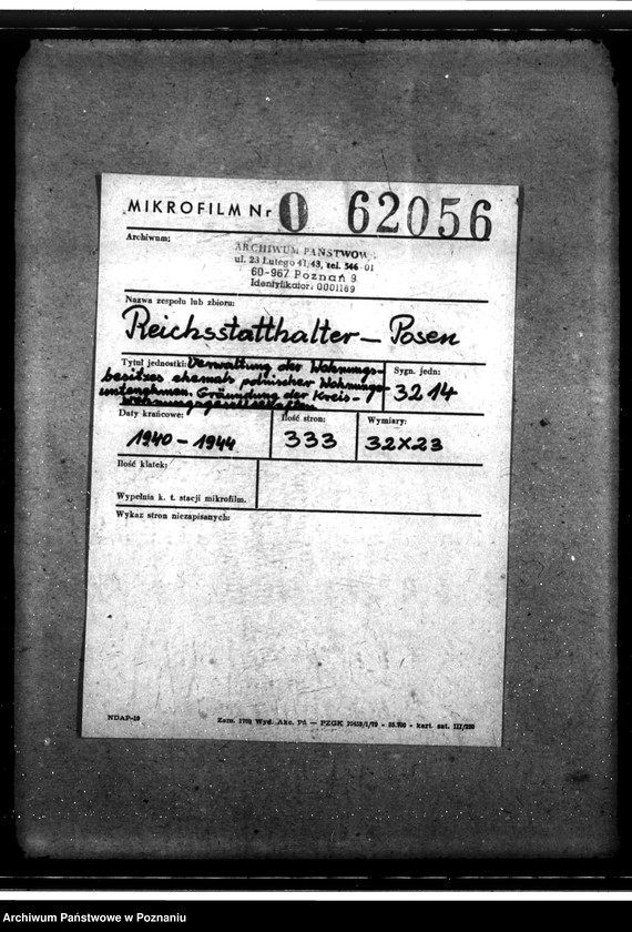 Obraz 2 z jednostki "Verwaltung des Wohnungsbesitzes ehemals polnischer Wohnungsunternehmen. Gründung der Kreiswohnungsgesellschaften"