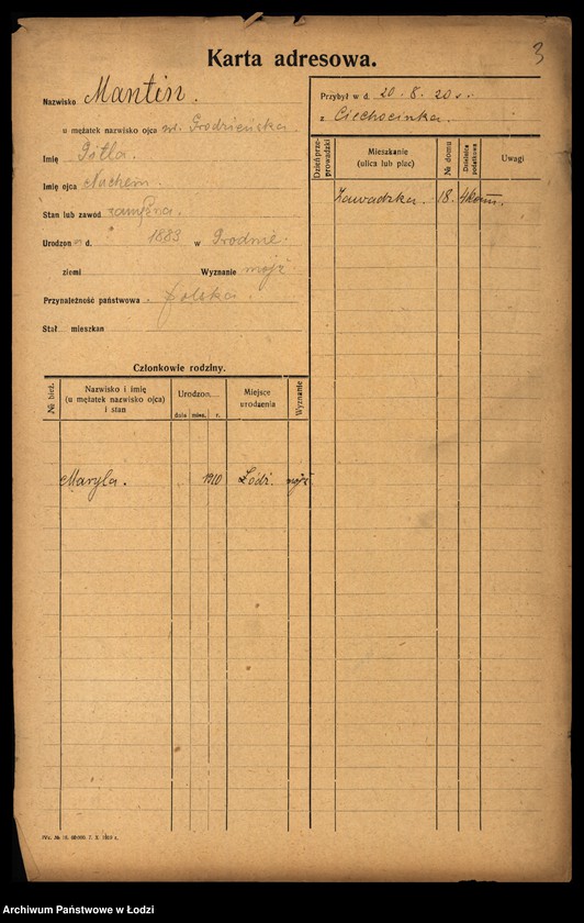 Obraz 5 z jednostki "[Spis ludności Łodzi] Marteńka - Marciniak"