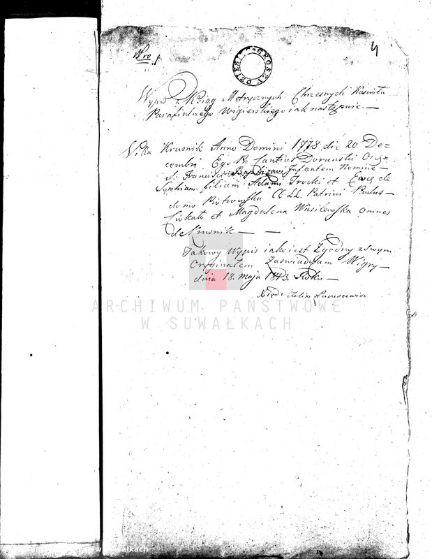 image.from.unit.number "Dowody do Aktów Małżeństwa Gminy Wigierskiey od dnia 1 Maja 1813 do dnia ostatniego kwietnia 1814 Roku."