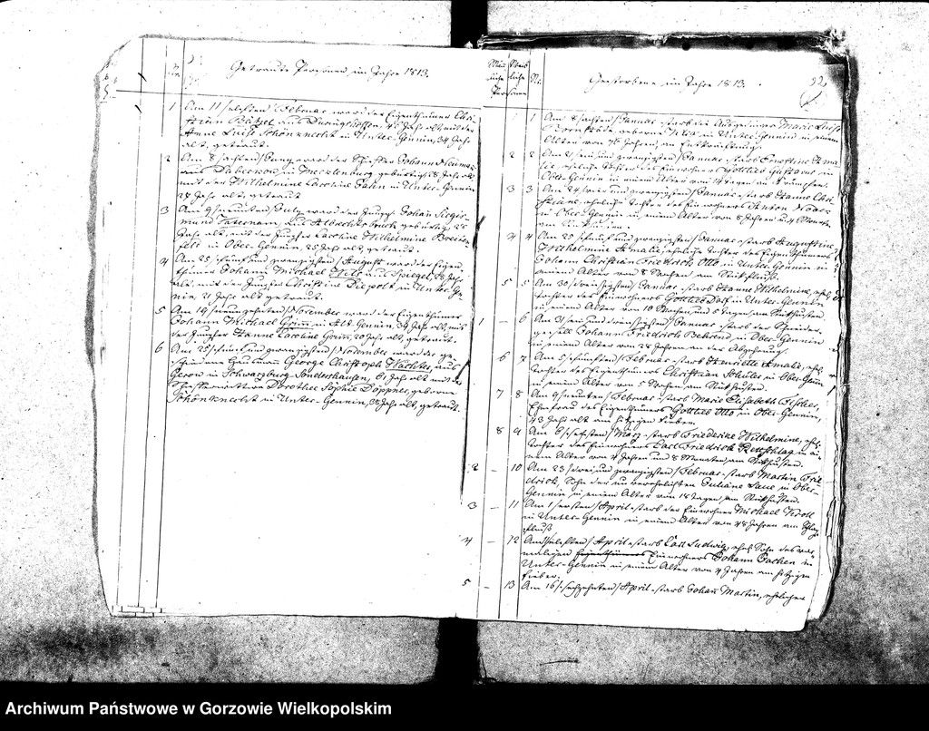 image.from.unit.number "Duplikate der Kirchenbücher von der Parochie Genninsch Warthebruch: Spiegel, Blumenthal, Bergenhorst, Haferwiese, Genninsch Warthebruch, Johanneshof, Ludwigsthal"