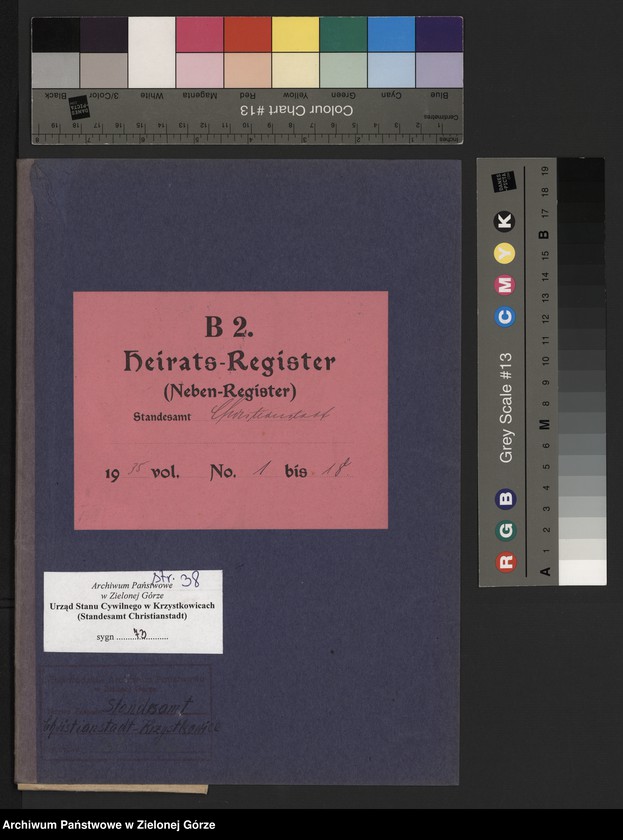 image.from.unit.number "Heirats-Neben-Register Standesamt Christianstadt 1935 No. 1 bis 18"