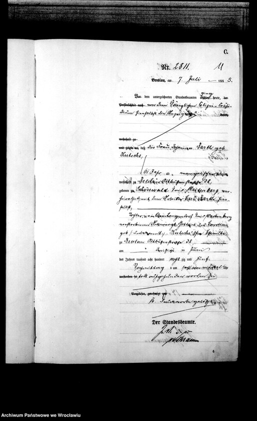 image.from.unit.number "Sterbe-Haupt-Register Breslau I 1885 Band 8"