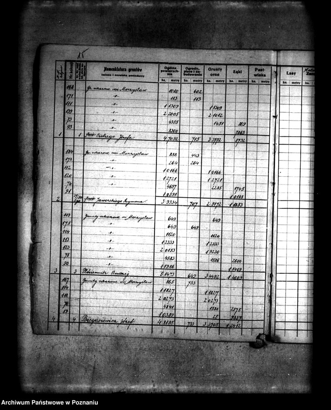 Obraz 19 z jednostki "/Wykaz stanu posiadania uczestników scalania wsi Morzysław powiatu konińskiego i rejestr pomiarowy"