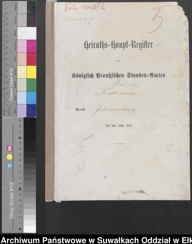 image.from.unit.number "Heiraths-Haupt-Register des Königlich Preussischen Standes-Amtes Kallischken Kreis Johannisburg]"