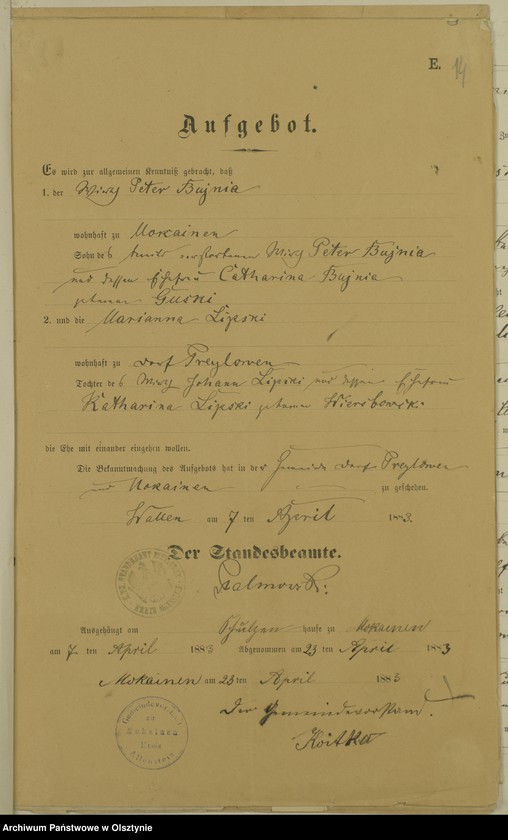 image.from.unit.number "Heiraths-Haupt-Register nr 1 - 14"