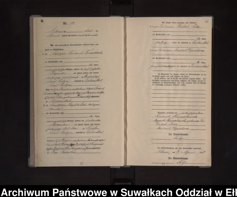 image.from.unit.number "Heiraths-Neben-Register des Königlichen Preussischen Standes-Amtes Orlen Kreis Loetzen"