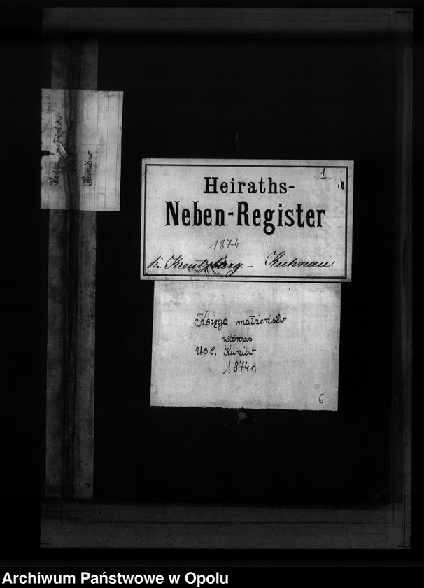 Obraz 2 z jednostki "Heiraths-Neben-Register Kuhnau 1874"