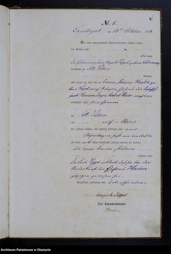 Obraz z jednostki "Haupt-Geburts-Register Nr 1 - 26"