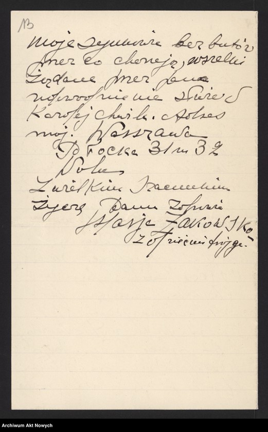 image.from.unit.number "Żaboklicka K. - Żyżkowski Stanisław; L.15-16, Żeliński Władysław; L.21-23, Żmijewska Eugenja, list Juliusza Żuławskiego"