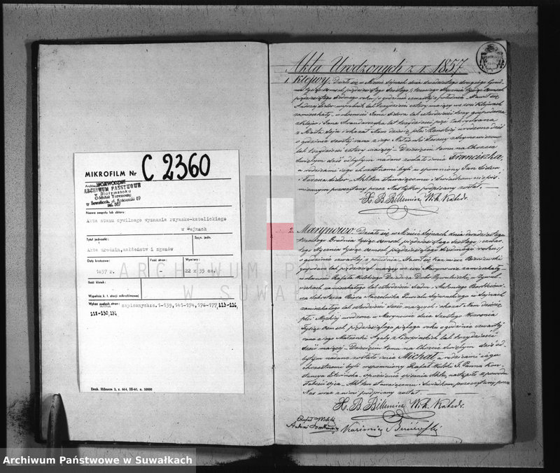 image.from.unit.number "Duplikat urodzonych, zaślubionych i umarłych parafii sejneńskiej w roku 1857"