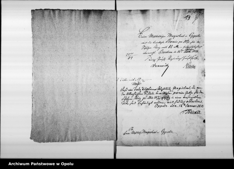 Obraz 19 z jednostki "Acta von der Schützen Gilde zu Oppeln... Deren Uniformirung und Prämien-Zalung für den Schützen König betreffend Vol. No. 6 de anno 1802"
