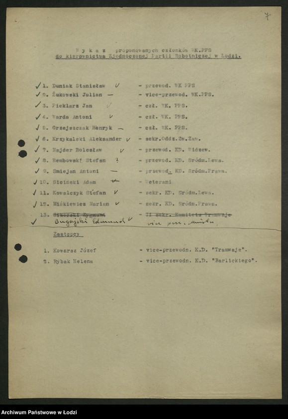 Obraz 8 z jednostki "Propozycje PPR i PPS w sprawie kierownictwa łódzkiej organizacji PZPR; [wykazy i charakterystyki kandydatów]"