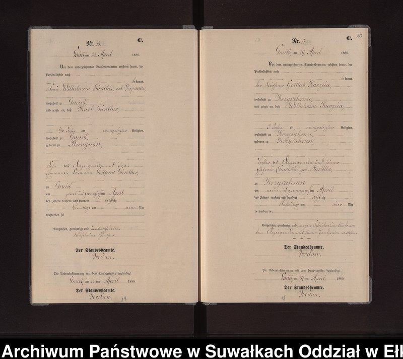 image.from.unit.number "Sterbe-Neben-Register des Königlich Preussischen Standes-Amtes Gneist Kreis Loetzen"