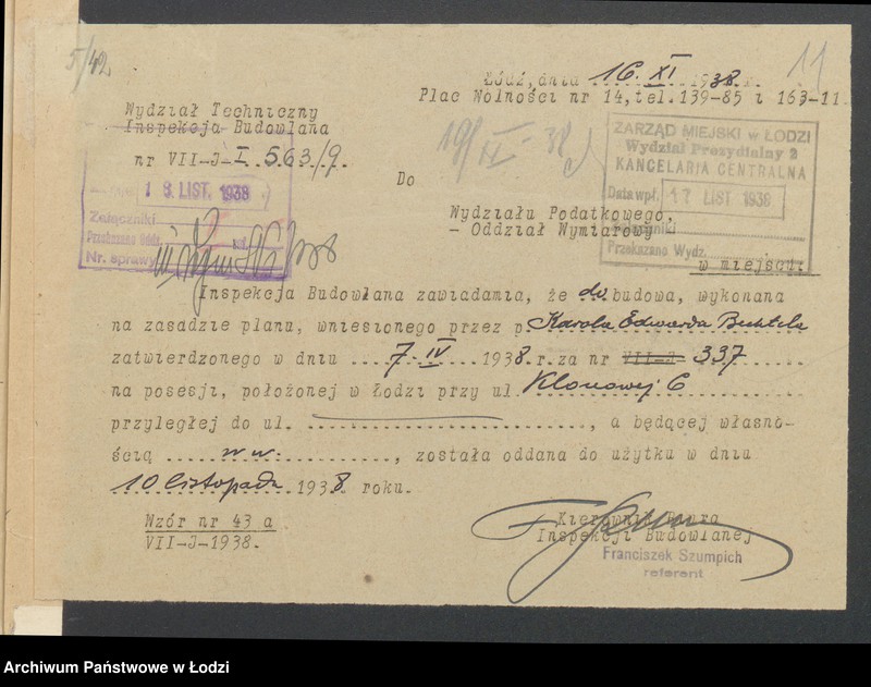 image.from.unit.number "Księga inwentarzowa nieruchomości m. Łodzi ul. Klonowa"