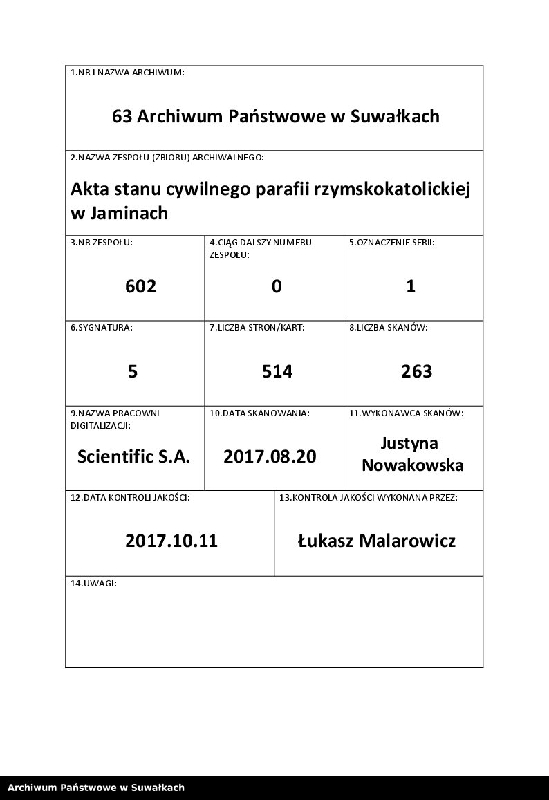 image.from.unit.number "[Księga akt małżeństw parafii rzymskokatolickiej w Jaminach z lat 1890-1916]"
