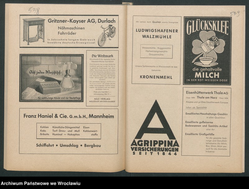 Obraz 11 z kolekcji "Reklamy znanych marek w roczniku „Unsere Saar” z 1935 roku111"