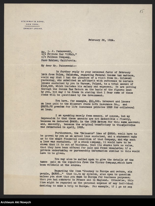 image.from.unit.number "Orłowski Józef; Załączniki: 1) wycinki prasowe; 2) list Ernesta Urchs