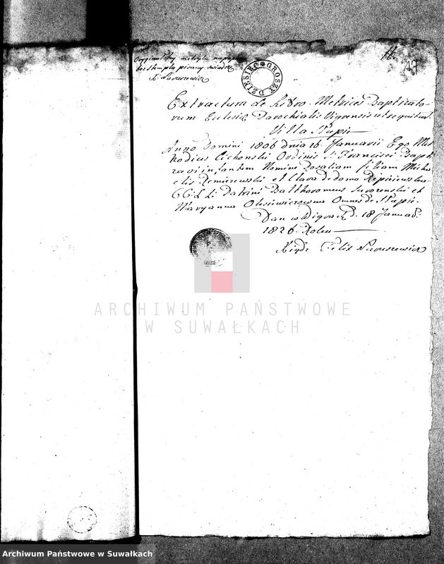 image.from.unit.number "Dowody służące do Aktów Ślubnych Gminy Wigierskiey na Rok 1826."