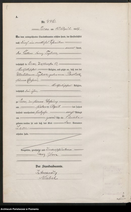 Obraz 10 z jednostki "Księga miejscowa urodzeń tom II [Rejestr główny urodzeń]"