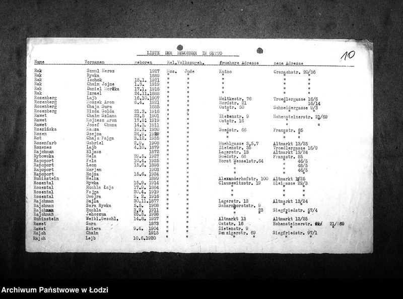 Obraz 13 z jednostki "[Alfabetyczny spis mieszkańców getta. Litera R]"