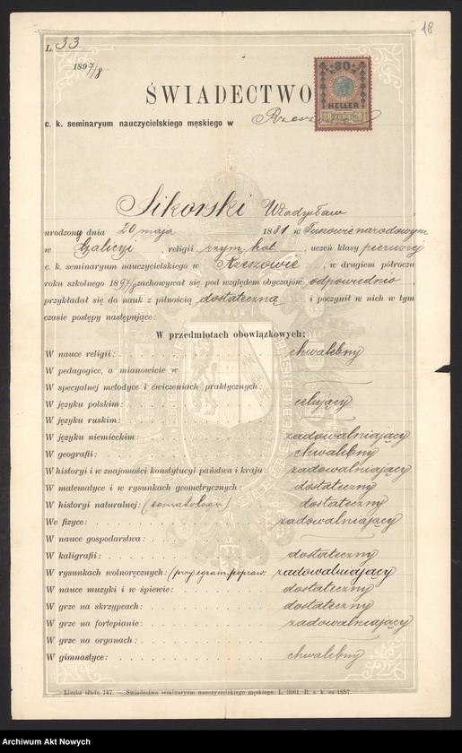 image.from.collection.number "Władysław Sikorski - biografia w dokumencie archiwalnym"