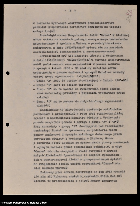 image.from.unit.number "Protokóły z posiedzeń Komisji Wychowania i Oświaty Wojewódzkiej Rady Narodowej w Zielonej Górze; Nr 1 - 2; 1 - 2"