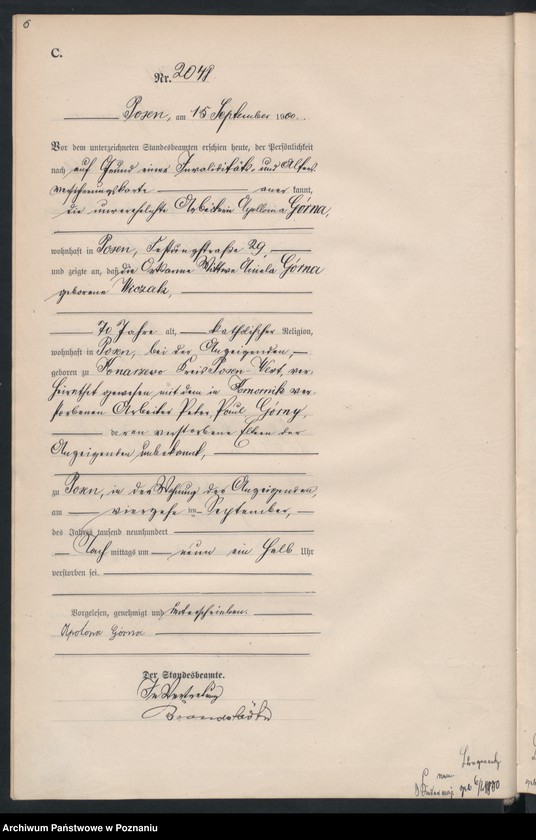 Obraz 9 z jednostki "Księga miejscowa zgonów"