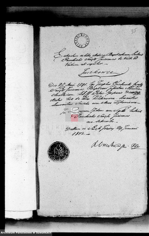 image.from.unit.number "Anexa do Aktów Urzędnika Stanu Cywilnego Gminy Święto-Jezierskiej Na rok 1813"