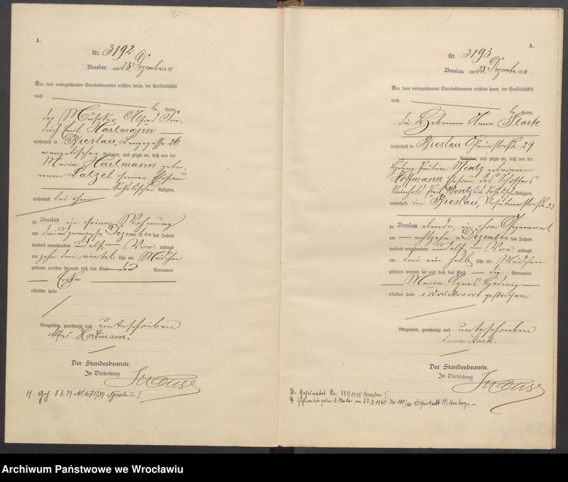 image.from.unit.number "Geburts-Haupt-Register Breslau I 1911 Band 9"