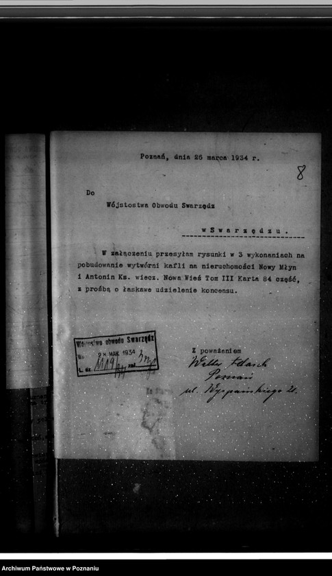 Obraz 13 z jednostki "Zatwierdzenie zakładu przemysłowego /wytwórni kafli/ w. Adascha w Antoninku powiat poznański"