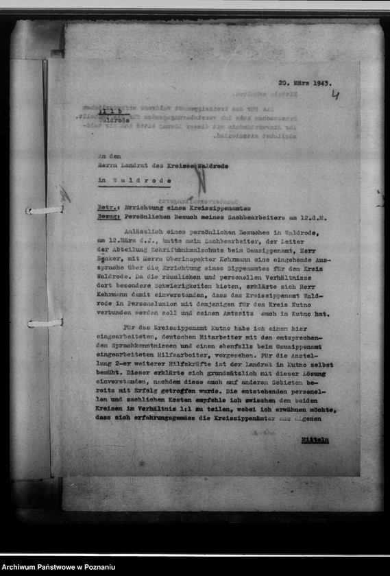 Obraz 8 z jednostki "[Korespondencja w sprawach organizacyjnych, sprawozdanie z działalności], Kreissippenamt Waldrode [Gostynin, województwo warszawskie]"