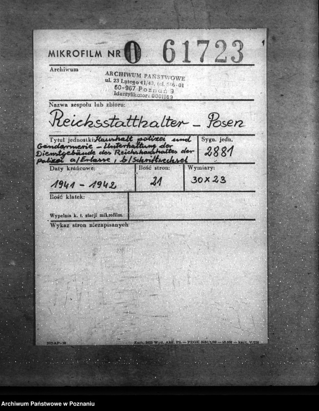 Obraz 2 z jednostki "Haushalt Polizei und Gendarmerie - Unterhaltung der Dienstgebäude des Reichshaushaltes der Polizei a) Erlasse, b) Schriftwechsel"