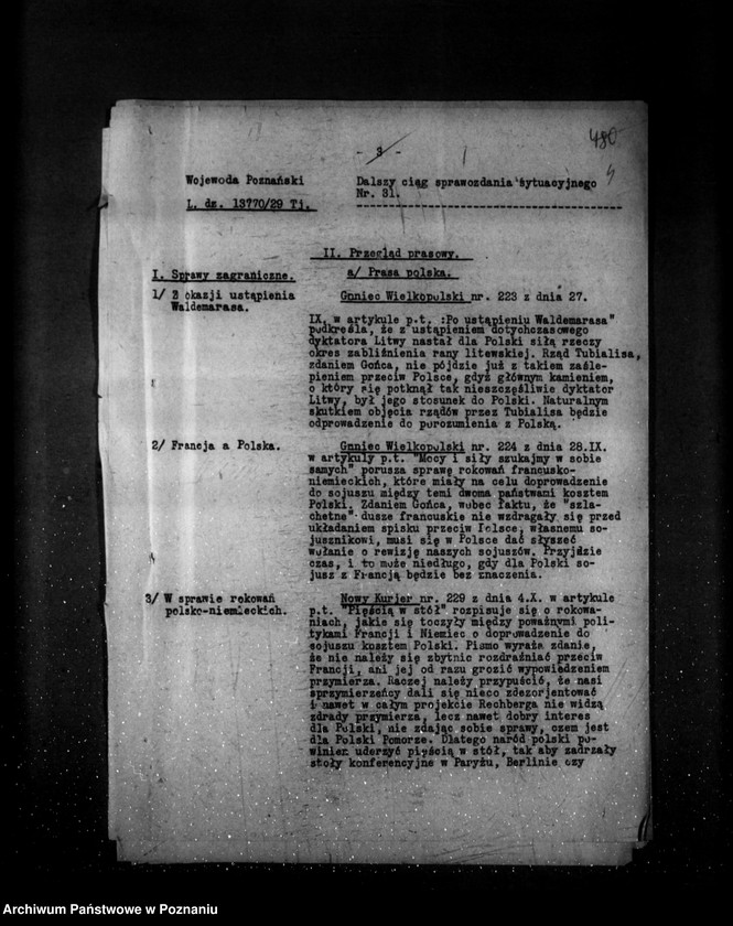 Obraz 8 z jednostki "Sprawozdania sytuacyjne za miesiąc październik 1929 /nr 31-32-33/"