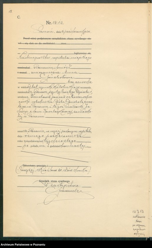 Obraz 20 z jednostki "Księga miejscowa zgonów tom IV [Rejestr główny zgonów]"