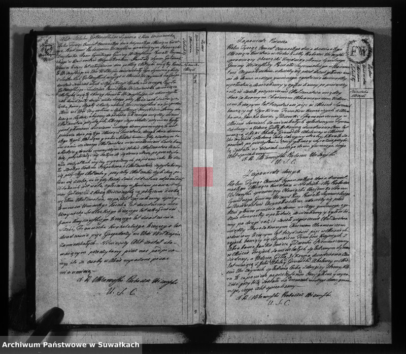 Obraz 6 z jednostki "Akta zaślubionych gminy wiżańskiey obwodu seyneńskiego, w województwie augustowskim od dnia 1-go stycznia do dnia ostatniego miesiąca grudnia 1818 roku"