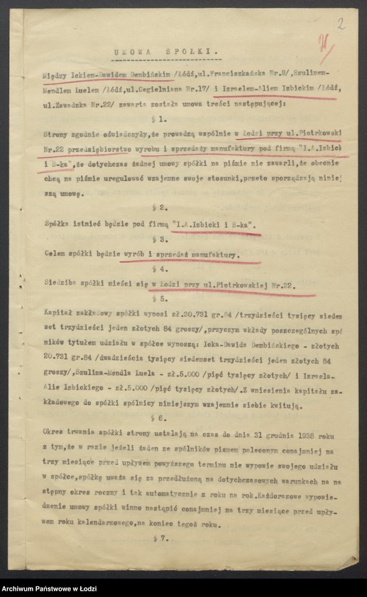 Obraz 4 z jednostki "Izrael Alie Izbicki, Icek Dawid Dembiński, Szulem Mendel Luel- wyrób i sprzedaż manufaktury"