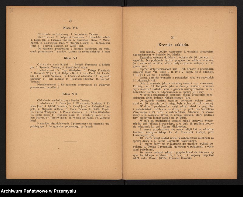 image.from.unit.number "IV Sprawozdanie dyrektora c.k. gimnazjum V. w Krakowie za rok szkolny 1909/10"