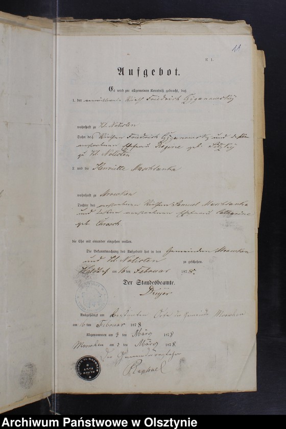 Obraz 13 z jednostki "Die zum Zwecke der Eheschlissung nothwendigen Schriftstück"