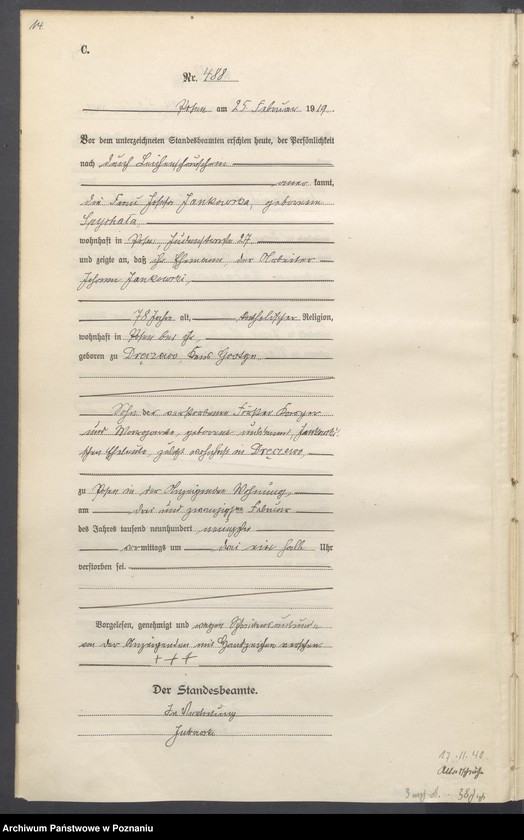 Obraz 16 z jednostki "Księga miejscowa zgonów tom II [Rejestr główny zgonów]"