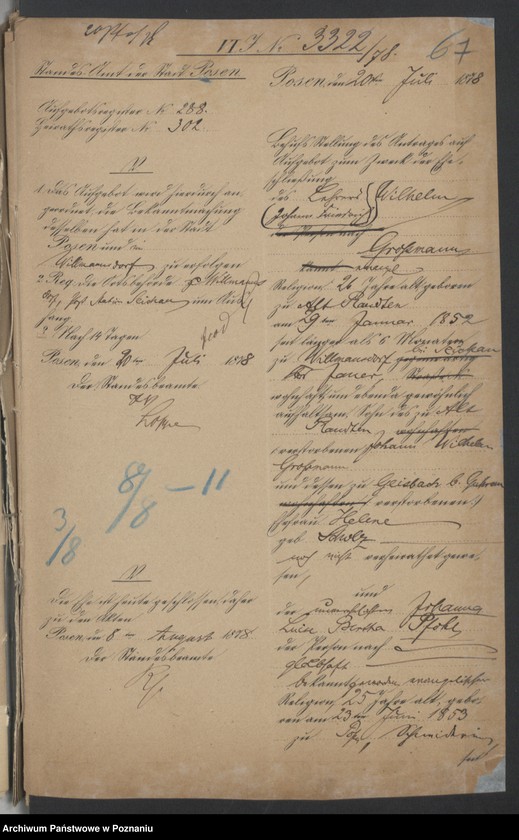 Obraz 9 z jednostki "Die von den Verlobten beigebrachten Urkunden zur Eheschliessung pro 1878"