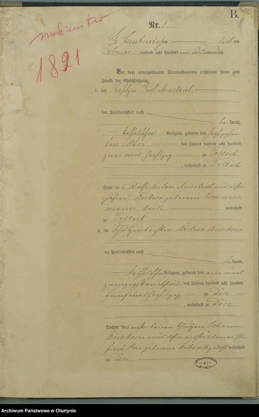 image.from.unit.number "Heiraths-Haupt-Register Nr 1 - 22 i 1 - 20"