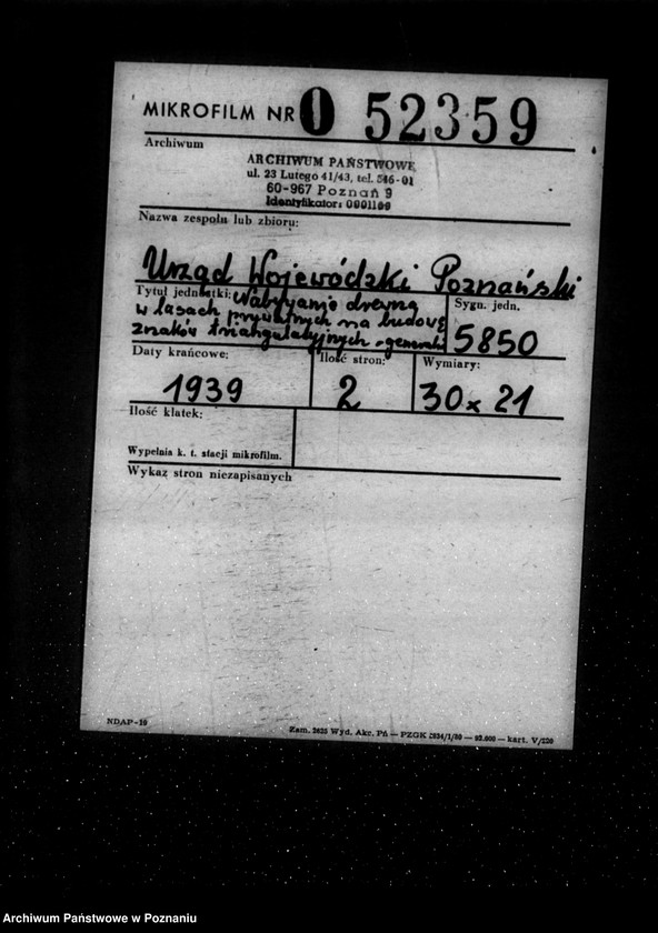 Obraz 2 z jednostki "/Nabywanie drewna w lasach prywatnych na budowę znaków triangulacyjnych- generalia, tajne/"