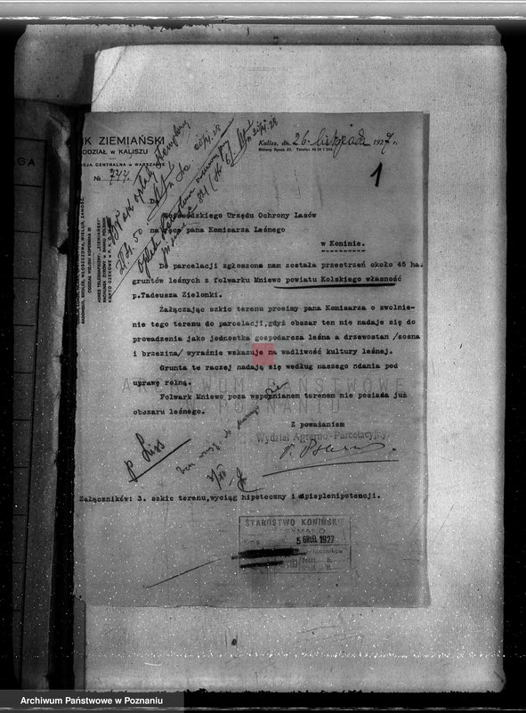 Obraz 5 z jednostki "Przedłużenie terminu zalesienia gruntów leśnych w majątku Mniewo powiatu kolskiego gmina Karczew"