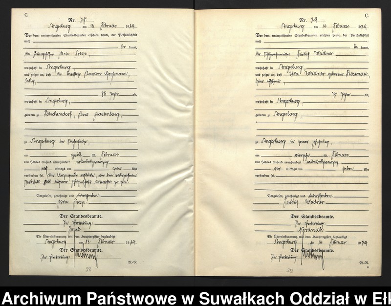 image.from.unit.number "C2. Sterbe = Register (Neben = Register) Standesamt Angerburg einschl. der Standesamtsbezirke Gross Strengeln, Kehlen und Prinowen]"