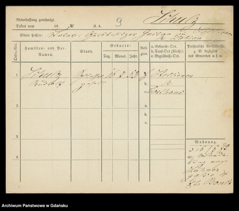 image.from.unit.number "Karty meldunkowe: Schulz Rudolf -Schuntermann"