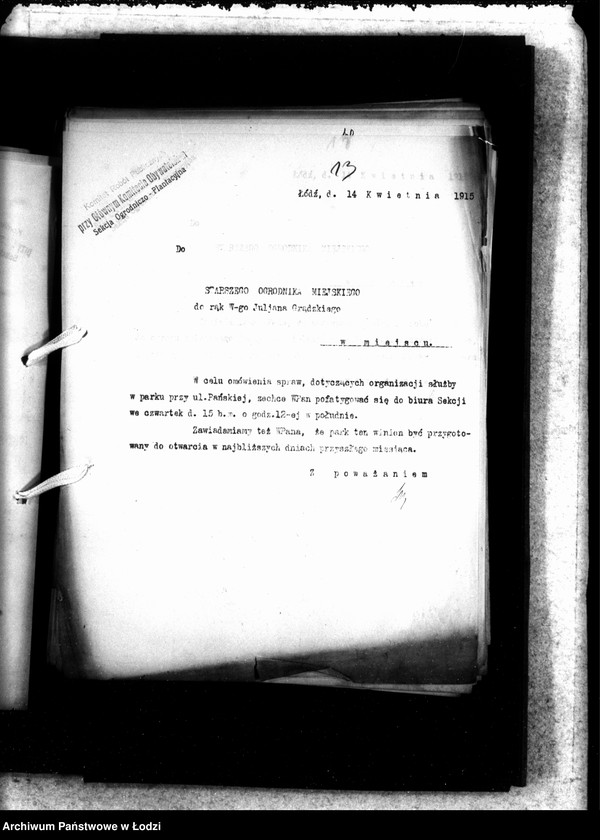 Obraz 16 z jednostki "Korespondencja Ogrodnika Miejskiego i odwrotnie"