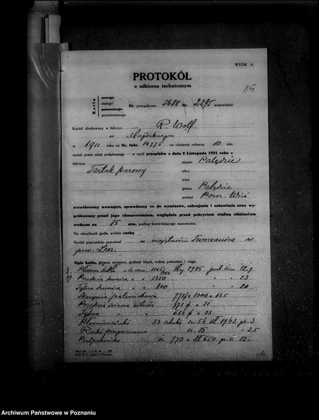 Obraz 19 z jednostki "Tartak parowy w Palędziu powiat poznański M. Garstecki nr woj. 2295"