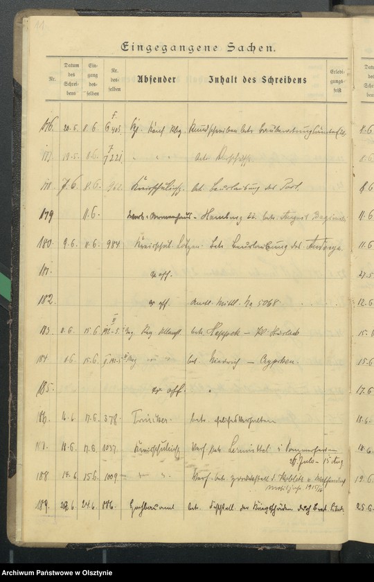 image.from.unit.number "Geschäfts Tagebuch Register der anausgegangenen Schreiben"