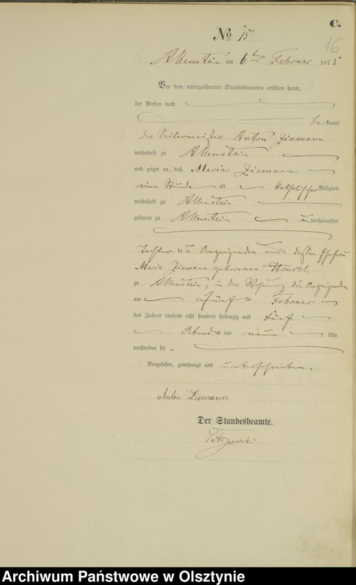 image.from.unit.number "Haupt-Sterbe-Register Nr 1 - 175"